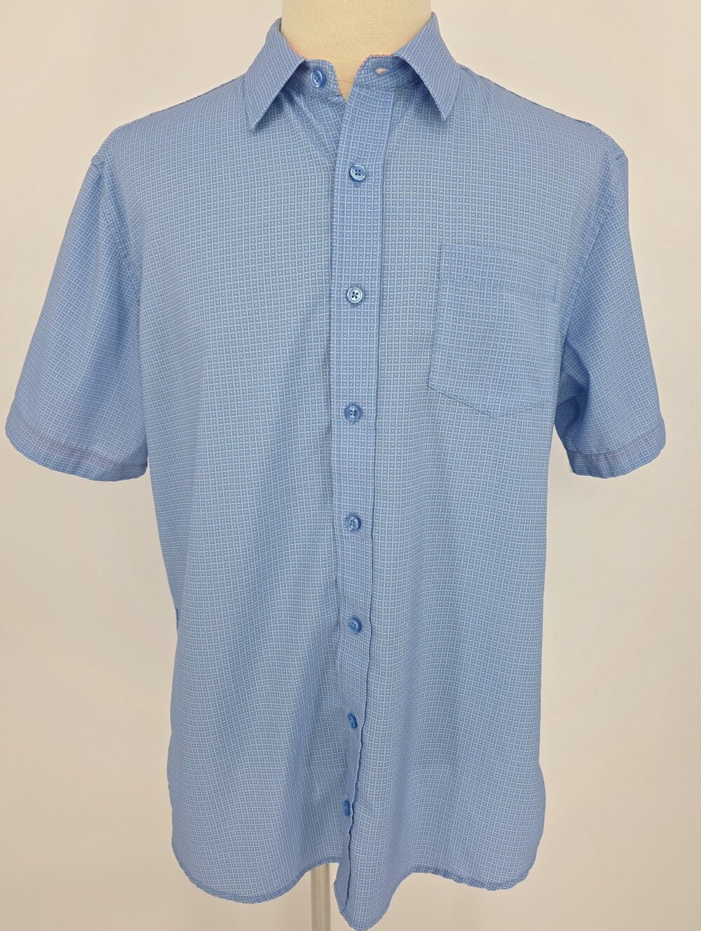 Nick Graham Everywhere Stretch Modern‎ Fit Blue Geometric Button Shirt XL